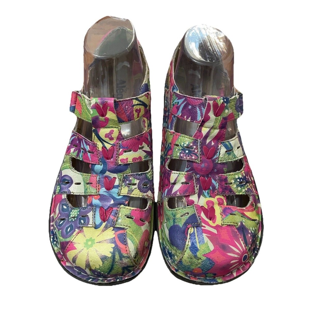 Alegria Pesca Floral Leather Fisherman Sandal Shoes Womens Size EU 39 US 9